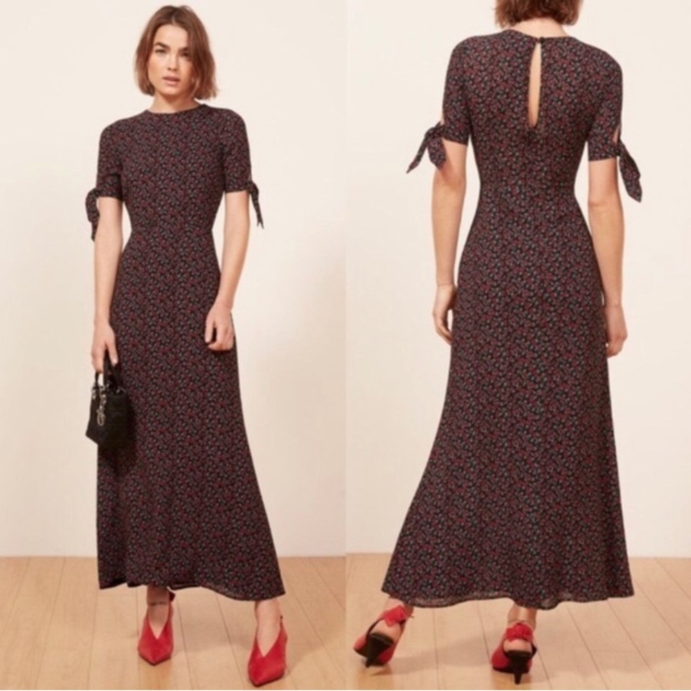 Reformation Amsterdam Dress in Red Roses Print